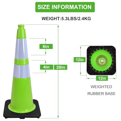 OrangeStar 28" Traffic Cones 4-Pack Green Safety PVC Cones - color: Green, size: 28in