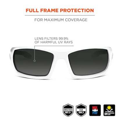 Ergodyne Skullerz ODIN Safety Glasses Sunglasses, Impact Resistant Z87.1+ - color: White Frame, Smoke Lens