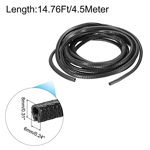 uxcell Edge Trim Black U Shape Edge Protector Rubber with Steel Clips Fits 1/64"-1/16" Edge 14.76Ft/4.5Meter Length Door Edge Guards (Pack of 2) - color: Black, size: 14.76 Ft (Pack of 2)