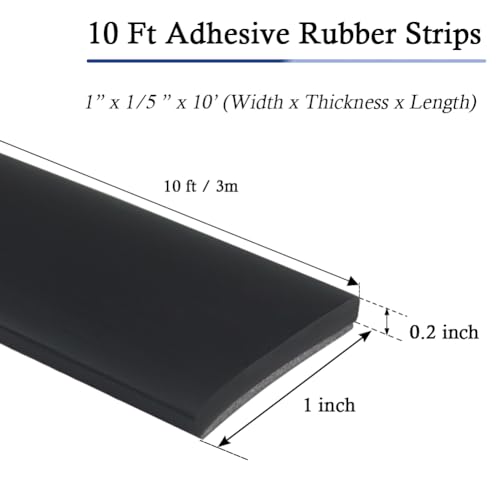 LSGCQ Neoprene Rubber Strips with Adhesive Backing Rubber Sheets - size: 1” Wide x 1/5" Thick x 10' Long