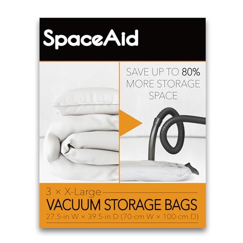 SpaceAid Jumbo Vacuum Storage Bags, Space Saver Sealer Compression Bags for Comforters, Blankets, Pillows, Bedding, Clothes (X-Large 3 Pack) - size: X-Large 3 Pack