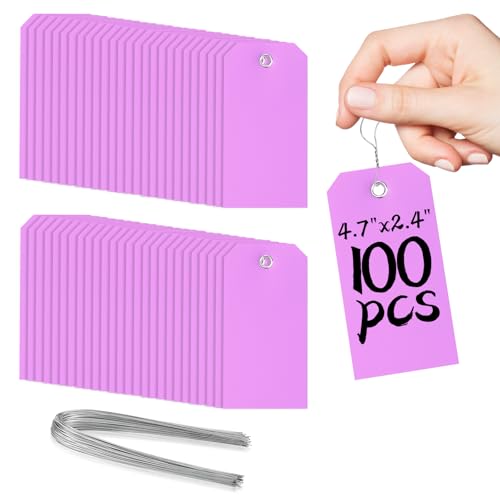 100 Plastic Shipping Tags - Waterproof, Durable, Light Purple, 4 3/4" x 2 3/8" - color: Light Purple, size: 4 3/4" x 2 3/8"