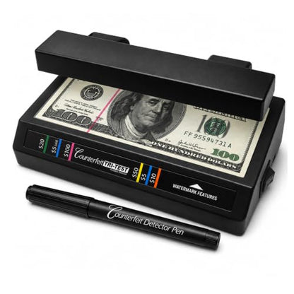 Dri Mark Tri Test - Counterfeit Bill Detector Machine w/AC Adapter - 3 Tests in 1 - Paper, Security Strip and Watermark Tests, Accurate Money Tester Machine with Counterfeit Detection Pen - style: 1 Tri Test