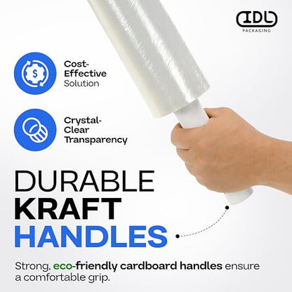 IDL Packaging 20" x 1000' 80G Hand Stretch Wrap Roll w/Handles - USA-Made - size: 20" X 1000' (Extended Cardboard Handle)