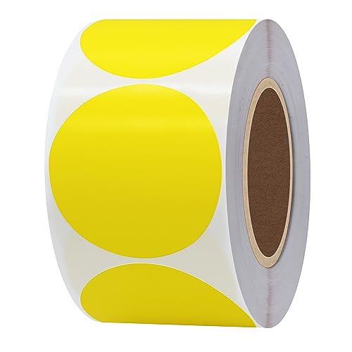 Hybsk 2 inch Circle Color Direct Thermal Stickers Shipping Labels for Barcodes,Name Tag,DIY Logo Design,QR Code,Inventory– Compatible with Zebra,Rollo,Munbyn,and More-750 pcs (2 inch,Yellow) - color: Yellow, size: 2"