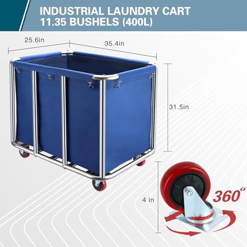 Commercial Laundry Cart with Wheels,440 lbs for Hotel,Home(Blue) - color: Blue