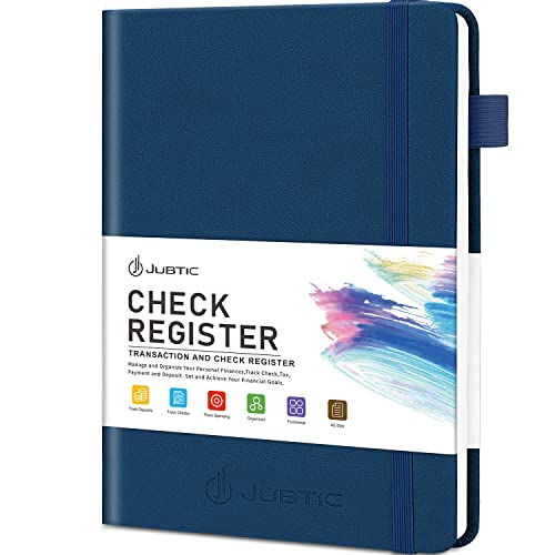 JUBTIC A5 Check Registers for Personal Checkbook, Ledger Transaction Registers Log Book for Small Business. Track Payments, Finances, Deposits, Debit Card and Bank Account - Blue - color: Navy Blue, size: Medium (5.8x8.3 Inch)