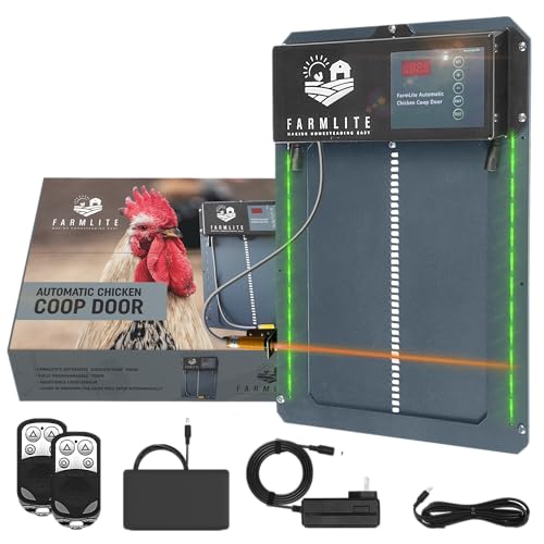 FarmLite Automatic Chicken Coop Door Opener | Non-Battery Powered Automatic Chicken Door | Automatic Coop Door with Timer and Light Sensor | USA Brand - color: Slate Gray, size: Opening Size (8.55" Width x 10.5" Height)