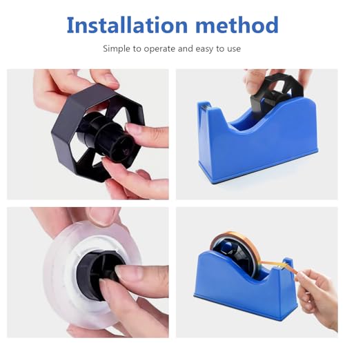 Tape Dispenser, Heat Press Tape Dispenser, Desk Heat Tape Dispenser 6.3 x 2.5 x 3.4 Inch, Holder Fits 1" and 3" Core,Nonskid Base Weighted Desktop Tape Dispenser (Blue) - color: Blue