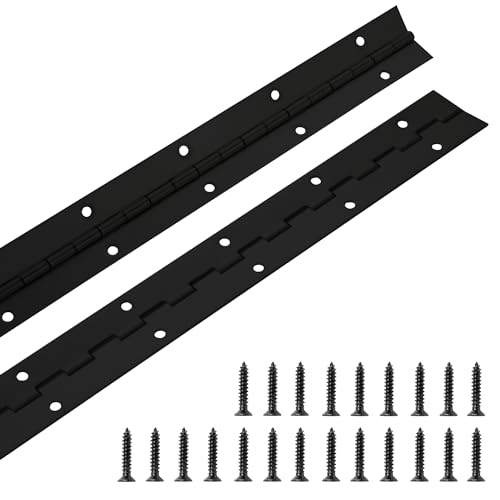 2 Pack Piano Hinge 30 Inch x 1.2 Inch Heavy Duty Stainless Steel Black Continuous & Piano Hinges for Cabinets Boat Marine Door, 0.04" Leaf Thickness 1.2'' Open Width - size: 30 Inch