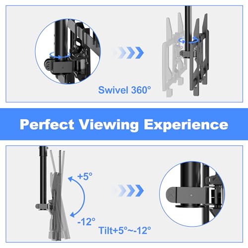 XINLEI Ceiling TV Mount Fits Most 37-75 inch LCD LED Plasma Panel Display with Max VESA 600x400mm Loaded up to 110lbs Swivel and Tilt TV Bracket Height Adjustable MC61A - size: 600x400mm VESA