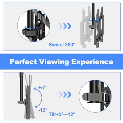 XINLEI Ceiling TV Mount Fits Most 37-75 inch LCD LED Plasma Panel Display with Max VESA 600x400mm Loaded up to 110lbs Swivel and Tilt TV Bracket Height Adjustable MC61A - size: 600x400mm VESA