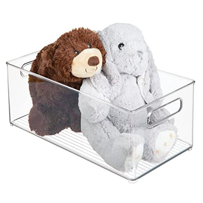 mDesign Plastic Deep Bin Organizer Caddy Container w/ Handles for Nursery, Kitchen, Pantry, Bathroom, Cabinet Storage Organization - Holds Snacks, Bottles, Baby Food Jar, Diaper - 14" Long -Clear - size: 14.5 x 8 x 6 (Pack of 1)
