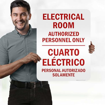 Electrical Room Authorized Personnel Only Bilingual Sign, 18x24 Inches, 3M EGP Reflective .080 Aluminum, Fade Resistant, Made in USA by My Sign Center - size: 18x24 Reflective Aluminum