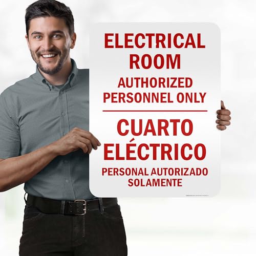 Electrical Room Authorized Personnel Only Bilingual Sign, 18x24 Inches, 3M EGP Reflective .080 Aluminum, Fade Resistant, Made in USA by My Sign Center - size: 18x24 Reflective Aluminum