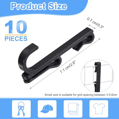 uxcell 10 Grid Wall Hooks, 2.8 Inch Grid Wall Panel Plastic Utility Hook, Shelf Hooks for Garage Store Warehouse Shop Home Hanging, Black - color: Black