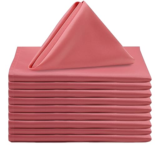 Your Chair Covers - 10 Pack 20 Inch L'Amour Satin Napkins Coral, Oversized, Double Folded and Hemmed Table Napkins for Restaurant, Bistro, Wedding, Thanksgiving and Christmas - color: Coral