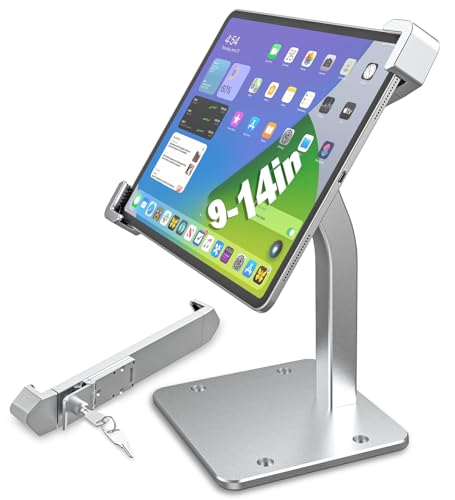 9-14" Anti-Theft Tablet Kiosk Countertop Stand, Secure Desk Stand