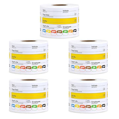 Restaurant Quality Shelf Life Food Rotation Labels Vinyl, 2” x 3” Self-Adhesive Removable Freezer Food Labels, Perfect for Reusable Containers, Easy to Remove, Food Safety Date Sticker (5 PCS) - style: 5 PCS