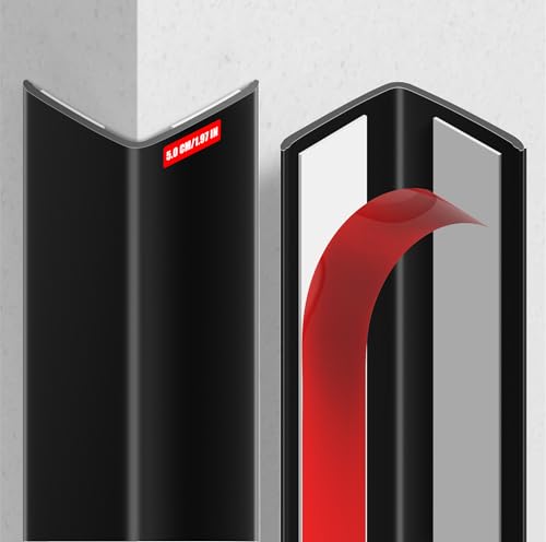 MONOID Wall Corner Protector, 2 PCS Furniture Edge Protection, PC Anti-Bump Guards Avoid Scratching Corner Trim for Door Frame, Table, Countertop, Stair, Self-Adhesive, Black, 1.97IN×47.24IN/5CM×120CM - color: Black, size: 47.24" X 1.97"
