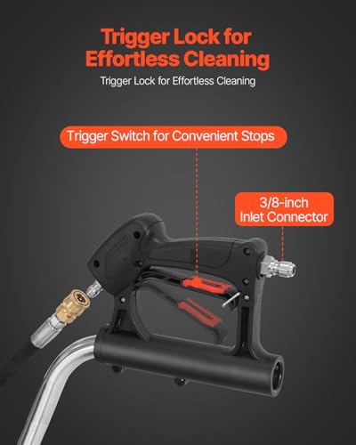 VEVOR 24 Inch Pressure Washer Surface Cleaner, 4000 PSI Stainless Steel Attachment with 4 Wheels, 2 Nozzles, 3/8 Inch Quick Connect and Dual Handle for Concrete, Patio, Sidewalk - size: 24 Inch w/ Handle & Wheels