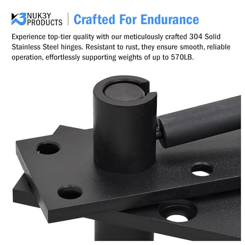 Nuk3y Heavy Duty Stainless Steel 360 Degree Door Pivot Hinge System Matte Black