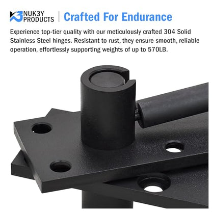 Nuk3y Heavy Duty Stainless Steel 360 Degree Door Pivot Hinge System Matte Black
