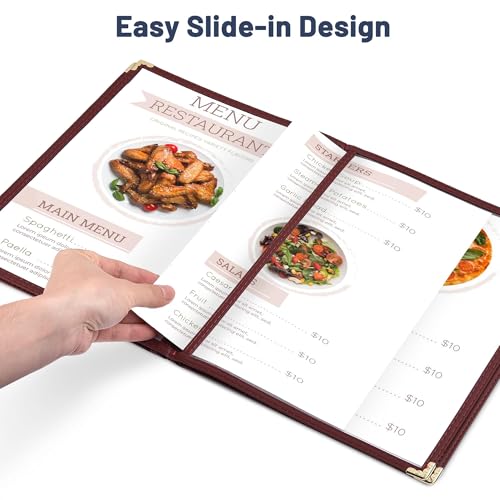 WeChef 30 Pack Restaurant Menu Covers 8.5 x 11" Book Style 4 Pages 8 Views - size: 8.5" x 11" - Book - 8 Views