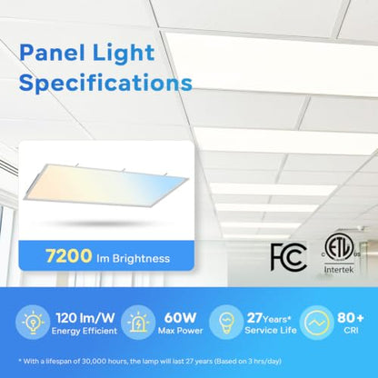 LVWIT 6 Pack 2x4 LED Flat Panel Light, 7200LM, 40/50/60W, 0-10V