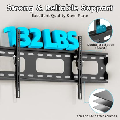 TV Wall Mount Fits for 42-65 Inch TVs Up to 132lbs - size: 23"-65" Tv Tilt