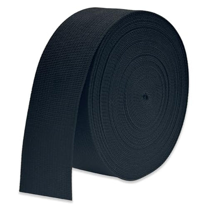 2" Black Wide Webbing Straps 12yd for Lawn Chair,Bag &Sewing - color: Black 01