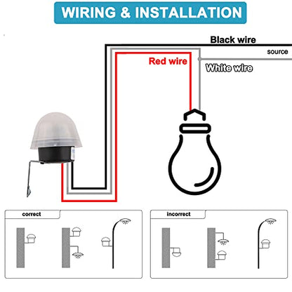 Auto On Off Photocell Night Light Switch Photoswitch Light Sensor Switch (1PC AC110V 10A) - color: 1PC ROUND, size: AC 110V