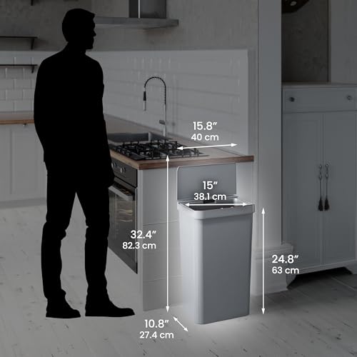 iTouchless Prime 13.2 Gallon Sensor Trash Can, Slim and Space-Saving, Durable Dent-Proof Construction, Automatic Bin Gray Color Great for Kitchen, Home, Office, Business, Garage, Plastic - color: Titanium Gray