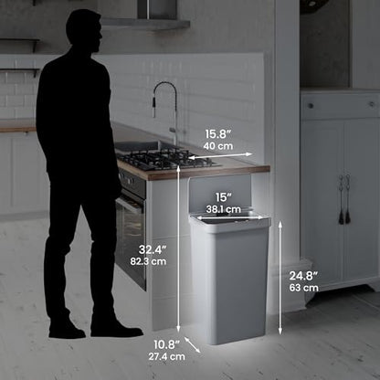 iTouchless Prime 13.2 Gallon Sensor Trash Can, Slim and Space-Saving, Durable Dent-Proof Construction, Automatic Bin Gray Color Great for Kitchen, Home, Office, Business, Garage, Plastic - color: Titanium Gray