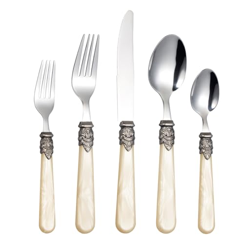 20 Pieces 18/10 Stainless Steel Elegant Silverware Set for 4,Vintage Flatware Set,Dishwasher Safe (20, Champagne) - color: Champagne