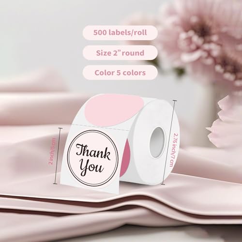 2 inch Round Thermal Label,Pink Circle Thermal Sticker Labels for Business and Home,Direct Thermal Printer Label for DIY Logo Design,Thanks Card,500 Labels/1 Roll - color: Pink Gradient, size: 2 inch