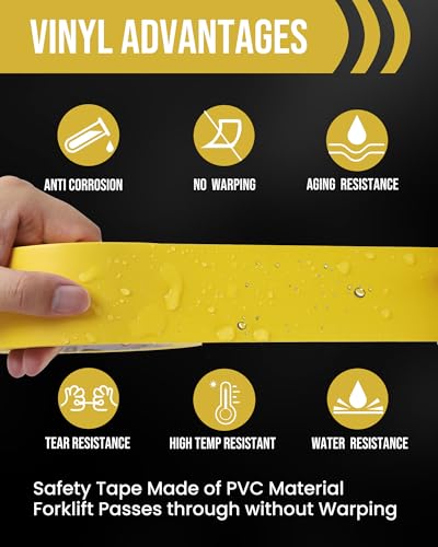 Lichamp 6 Rolls Vinyl Tape, 2" x 36 Yards per Roll, 216 Total Yards, Yellow - color: Yellow