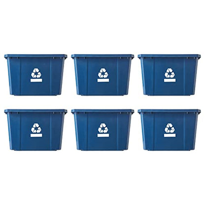 Gracious Living 17 Gallon/64 Litre Curbside Blue Box Recycling Bin, 6 Pack - size: 6 Pack