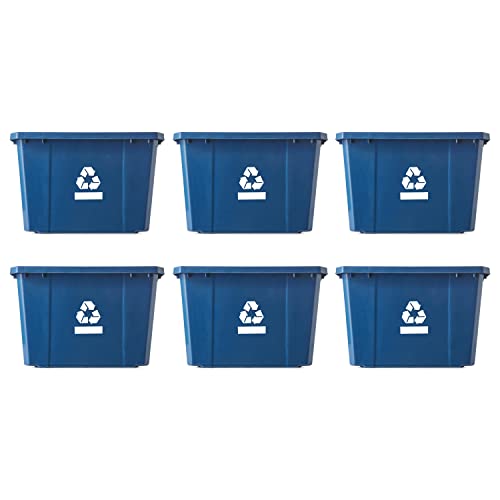 Gracious Living 17 Gallon/64 Litre Curbside Blue Box Recycling Bin, 6 Pack - size: 6 Pack