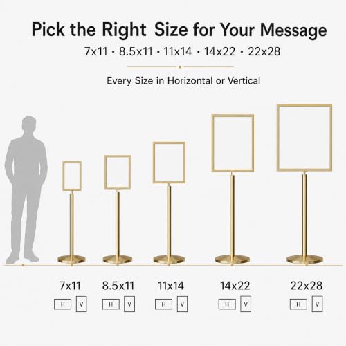CCW 8.5 X 11 Inch Vertical Pedestal Floor Sign Frame, Polished Brass - color: Polished Brass, size: 8.5 x 11 Inch Vertical