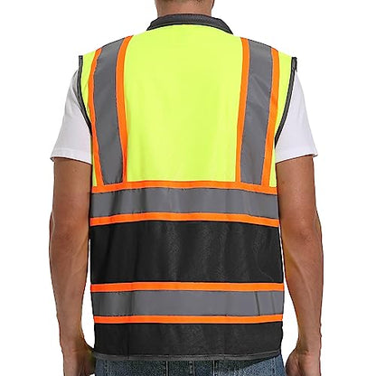 ArcRidge Reflective Safety Vest for Men and Women - High Visibility Construction Vest - Dual Tone Reflective Strips - color: Yellow-black, size: Small