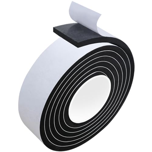 16.4 Feet Foam Weather Stripping Tape,2 Inch W x 1/4 Inch T,High Density Insulation Tape,Self-Adhesive Seal Strip for Doors & Windows-Draft Blocker,Soundproofing,Waterproof，Black - color: Black, size: 2 IN x 1/4 IN x 16.4FT