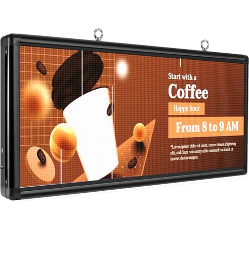 P6 Programmable LED Sign 40"x18" Outdoor Digital Display Board with Custom Scrolling Text,Electronic Message Board for Business Advertising, Waterproof Marquee Ticker