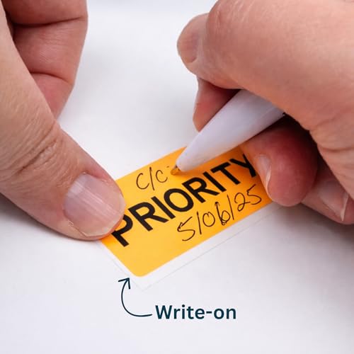 Priority Stickers, 500/Roll, Fluoro Orange Courier Labels, 70mm x 25mm, Medical Courier Supplies, Priority Mail Stickers - style: PRIORITY