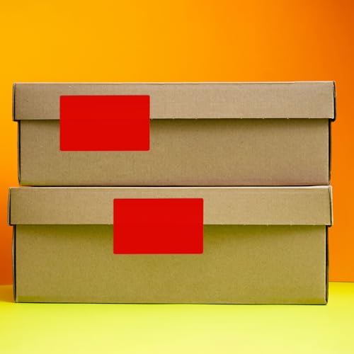 Red Rectangle Labels 3" x 2" Color Coding Stickers Roll 500 Pcs - color: Red