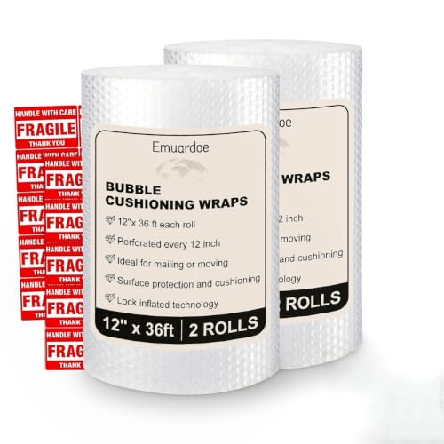 Bubble Cushioning Wrap Rolls-2 Pack 12 Inch x 36 ft- Bubble Wrap - size: 2Roll-12*36 inch