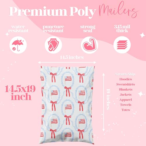 Pretty Package Store Poly Mailers 14.5x19, American Flag, 100 Pack - color: American Flag, size: 14.5x19