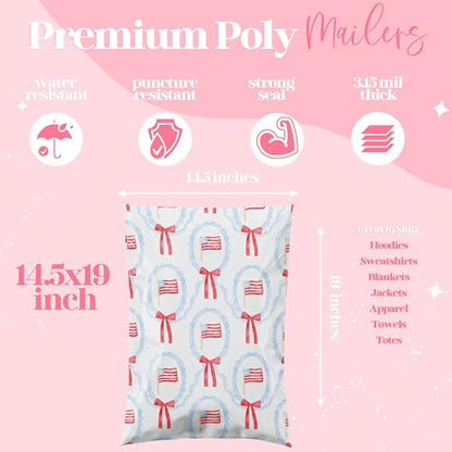 Pretty Package Store Poly Mailers 14.5x19, American Flag, 100 Pack - color: American Flag, size: 14.5x19
