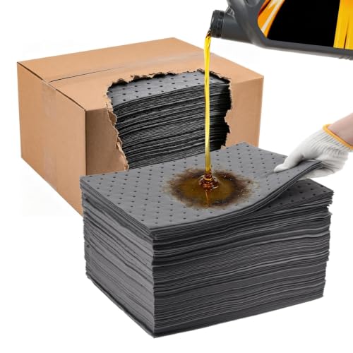 Heavy Duty Oil Absorbent Pads 9.8" x 13" 100 Pcs Automotive Absorbent Pads - color: 100 Pack, size: W9.8in,L13in