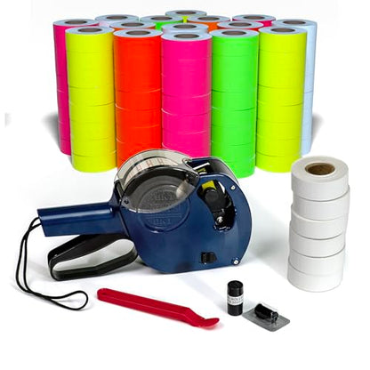 Kenco BK 1 Line Price Gun Kit - Includes 6,000 Labels, 2 Ink Rollers, Label Scraper - 8 Digit Labeler for Pricing, Dating, and Coding (BK-1 KIT 120,000 Labels) - size: BK-1 KIT 120,000 LABELS
